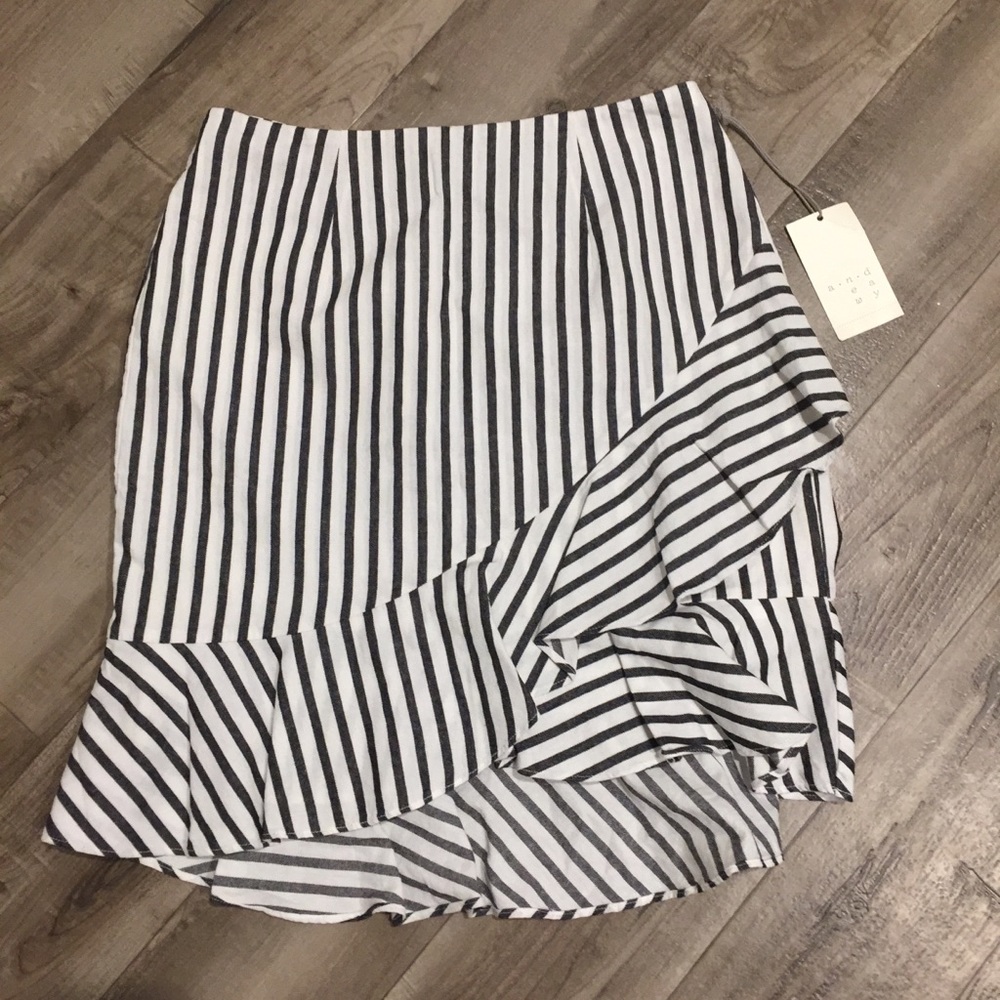 ☀️ A New Day Striped Black and White Wrap Skirt